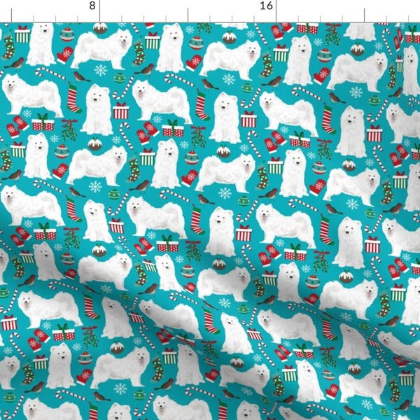 Samoyed Christmas Fabric - Samoyeds Dog Sammys Dog Christmas Holiday Xmas Dogs By Petfriendly - Cotton Fabric by the Yard with Spoonflower