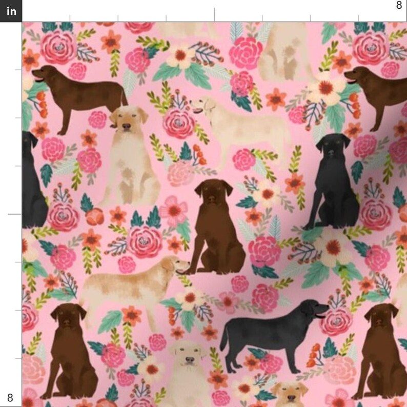 Labrador Pink Florals -Cute Labrador Dog By Petfriendly- Floral Dog Print Home Decoration Cotton Fabric By The Yard With Spoonflower Bild 3