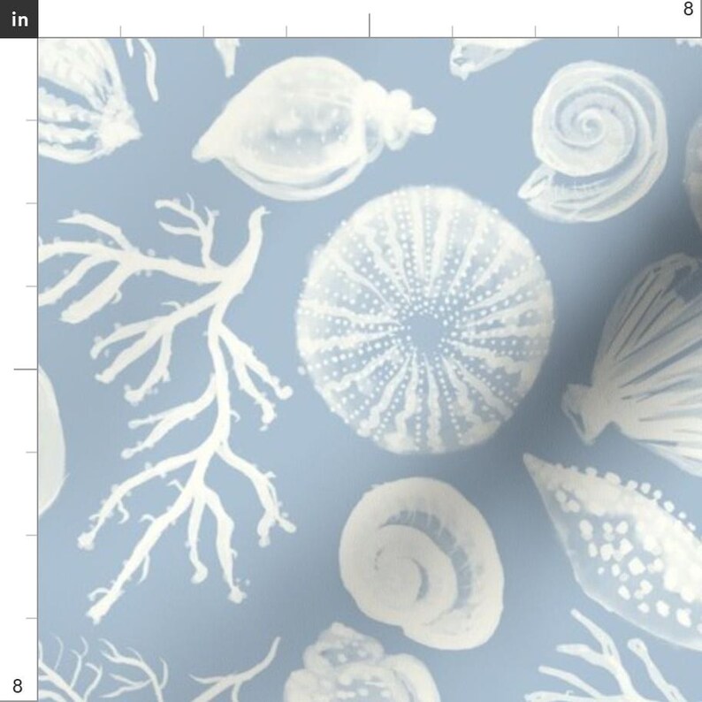 Nautical Apparel Fabric - Reef Shells Light Blue Large by booboo_collective - Watercolor Coastal Beach Preppy Clothing Fabric by Spoonflower image 3
