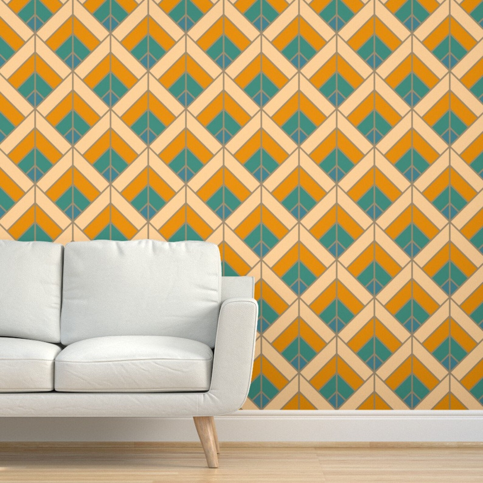 Art Deco Wallpaper Geometric Pattern Art Deco Diamond Lily - Etsy