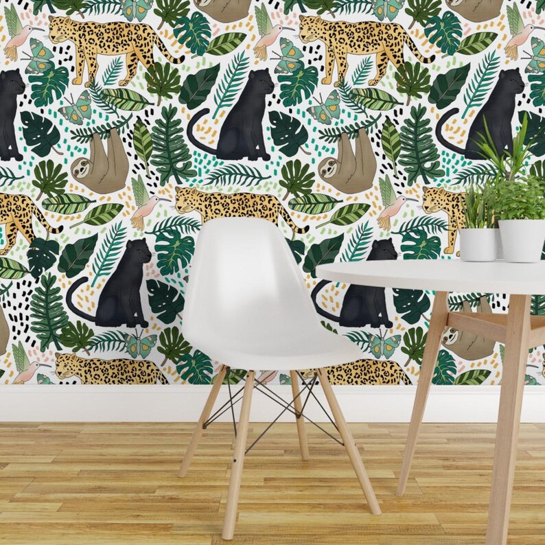 Rain Forest Wallpaper - Emerald Rain Forest Animals By Tangerine-Tane - Custom Printed Removable Self Adhesive Wallpaper Roll by Spoonflower image 3