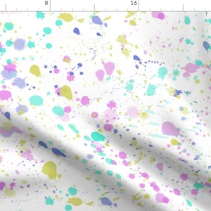 Splatter Paint Fabric - Splat In Easter Eggs By Danika Herrick - Splatter Paint Pink Yellow Blue Cotton Fabric By The Yard With Spoonflower