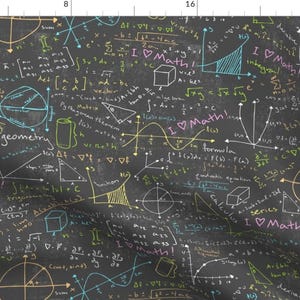 Mathematics Fabric - Math Lessons By Robyriker - Mathematician Science Teacher Gray Cotton Fabric By The Yard With Spoonflower
