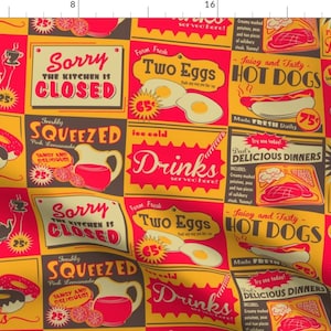 Retro Food Ads Fabric - Retro Kitchen (Advertising) By Retrorudolphs - Retro Vintage 1950s Kitsch Cotton Fabric By The Yard With Spoonflower