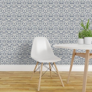 Victorian Floral Peel and Stick Wallpaper - English Garden William Morris - Removable Wall Decor Art - Sunflower Blue by wbbeardie image 1