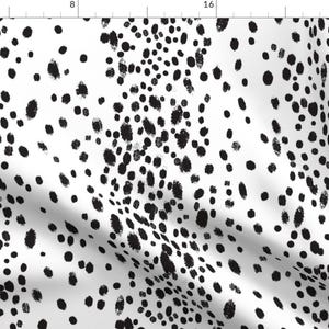 Black and White Fabric - Charcoal Dalmation Dots By Domesticate - Black and White Mod Cotton & Upholstery Fabric By The Yard w/ Spoonflower
