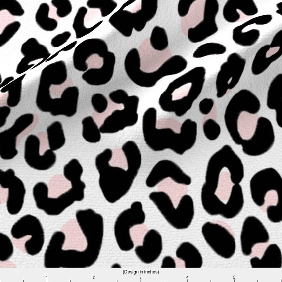 Black And Pink Cheetah Print Fabric White Pink Leopard Etsy