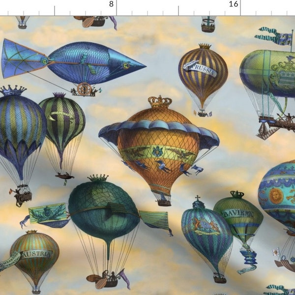 Steam Punk Fabric - Aviation Flotation Large By Bzbdesigner Victorian Fantasy Flying Machines - Cotton Fabric By The Yard With Spoonflower