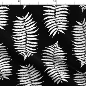 Black And White Fabric - White Fern Leaf Silhouettes Black By Mtothefifthpower - Black And White Cotton Fabric By The Yard With Spoonflower