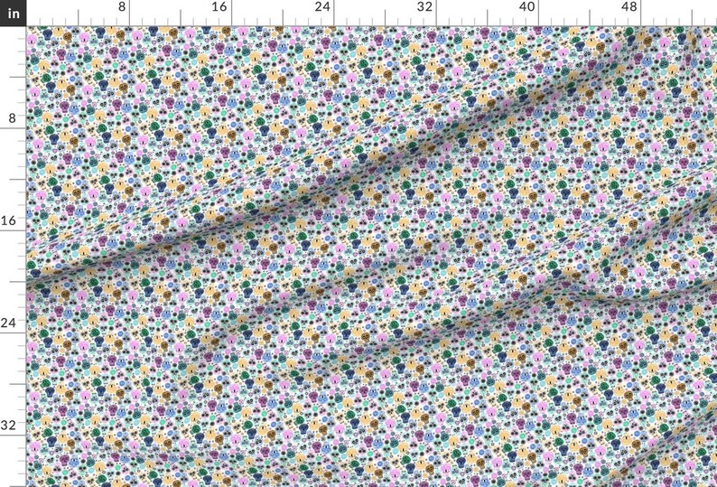 Sugar Skull Fabric - Sugar Skulls 3 Small By Laura May Designs - Colorful Sugar Skull Halloween Cotton Fabric By The Yard With Spoonflower immagine 2
