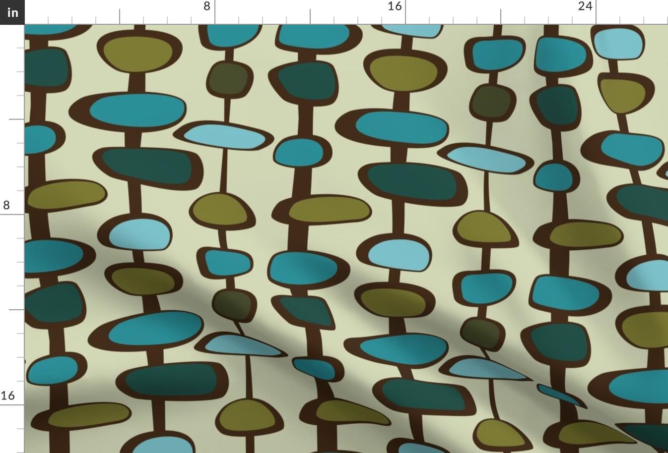 Mid-century Fabric - Blue Green Modern Bead (teal Palette