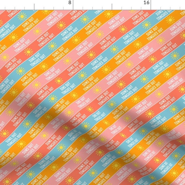 Summer Dog Bandana Fabric - Suns Out Tongues Out By Littlearrowdesign - Peach Blue Stripes Summer Cotton Fabric By the Yard With Spoonflower