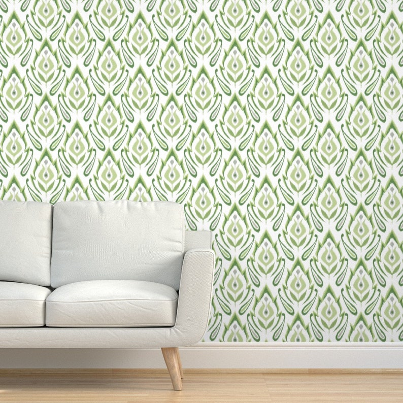 Green Ikat Wallpaper Spearmint Ikat by Pattysloniger - Etsy