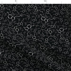 Science Fabric - Serotonin Black/Gray By Studiofibonacci - Chemistry Lab Serotonin Geeky Science Cotton Fabric By The Yard With Spoonflower