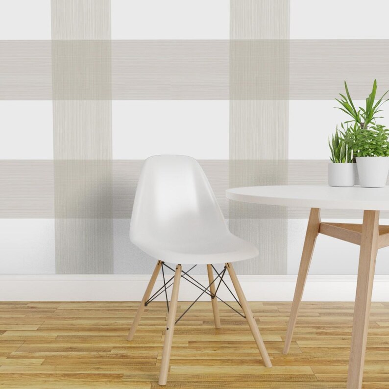 Buffalo Plaid Wallpaper - Putty 8" Buffalo Plaid By Danika Herrick - Custom Printed Removable Self Adhesive Wallpaper Roll by Spoonflower image 1