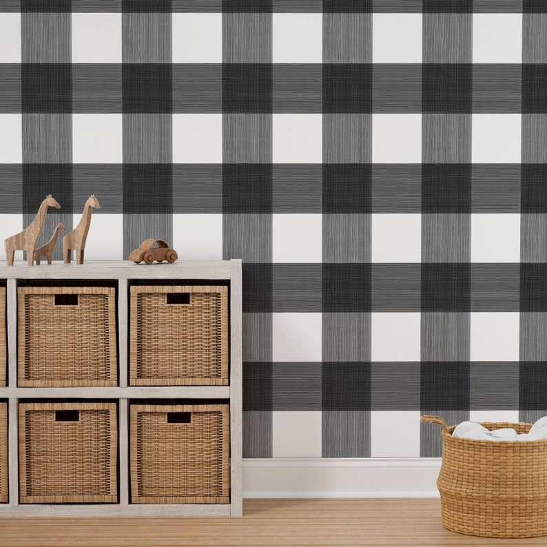 Buffalo Check Wallpaper Black 6 Buffalo Plaid by - Etsy