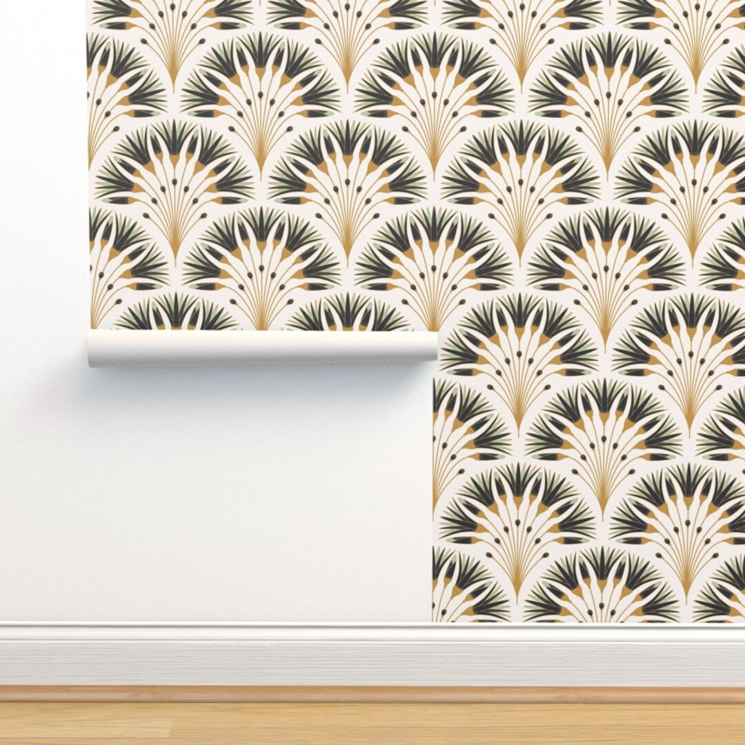 Art Deco Flower Wallpaper 1920s by Garabateo 20s Geometric Etsy