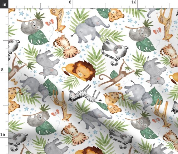 Jungle Friends Fabric Kids Safari Animals Large by - Etsy Jungle Friends Fabric Kids Safari Animals Large by - Etsy