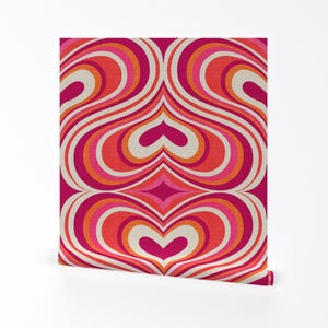 60s Style Hearts Removable Peel and Stick Wallpaper - Whimsical Retro - Wall Art Wall Decor - I Think I I Love You by felicity_jane_design