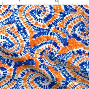 Tie Dye Fabric - Orange And Blue Tie Dye Lad19 By Littlearrowdesign - Blue And Orange Tie Dye Cotton Fabric By The Yard With Spoonflower