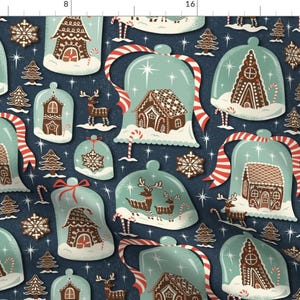 Gingerbread House Fabric - Gingerbread Village Winter By Heatherdutton - Xmas Winter Holiday Cotton Fabric By The Yard With Spoonflower