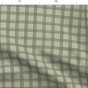 Sage Green Plaid Fabric - Triple Plaid by sinaokeeffedesign - Windowpane Check Rustic Cabin Minimal Fabric by the Yard by Spoonflower