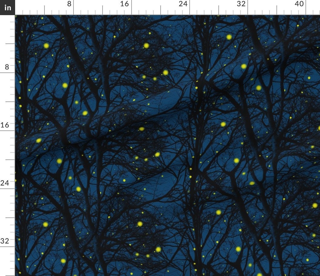 Firefly Fabric Summer Magic Fireflies in Trees by - Etsy