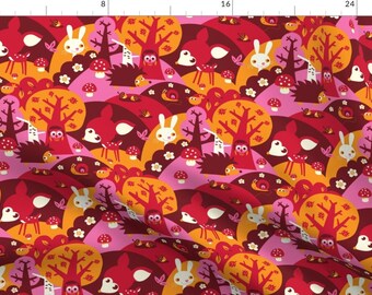 Scandi Mod Woodland Fabric - Little Forest By Bora - Scandinavian Mod Woodland Cotton Fabric By The Yard With Spoonflower