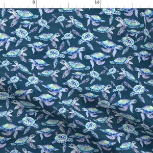 Baby Sea Turtle Apparel Fabric - Turtles On Blue by gingerlique - Coastal Nautical Sea Life Aqua Blue Clothing Fabric by Spoonflower