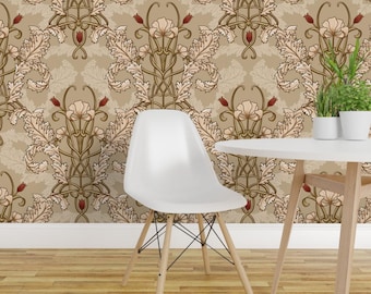 Nouveau Wallpaper - Art Nouveau Victorian By Whimsical Brush - Floral Custom Printed Removable Self Adhesive Wallpaper Roll by Spoonflower
