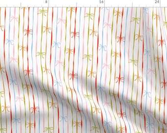 Christmas Apparel Fabric - Wiggly Ribbons And Bows by thegingerllama - Holidays Festive Whimsical Colorful Clothing Fabric by Spoonflower