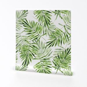 Palm Leaves Wallpaper - Green Palm Leaves By Gribanessa - Palm Leaves Custom Printed Removable Self Adhesive Wallpaper Roll by Spoonflower