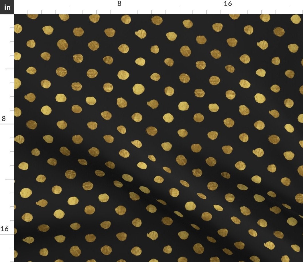 Polka Dots Fabric Gold Dots Black by Crystal Walen Cotton Etsy UK