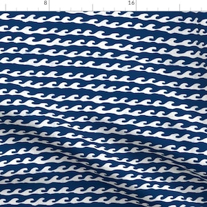 Surf Fabric - White And Blue Water Ocean Waves Fabric Summer Nautical By Andrea Lauren -Cotton Fabric by the Yard With Spoonflower