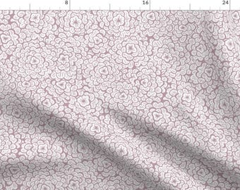 Whimsical Floral Mums Fabric - Dainty Mauve By Clarekettering - Mauve Faded Pink Chrysanthemums Cotton Fabric By The Yard With Spoonflower