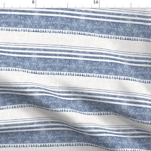 Chambray Stripes Fabric - French Linen Chambray Tassel By Holli Zollinger - Chambray Stripes Blue Cotton Fabric By The Yard With Spoonflower