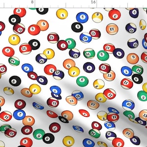 Pool Balls Bar Sports Games Fabric - Billiard Balls Games // Large By Thinlinetextiles - Pool Cotton Fabric By The Yard With Spoonflower