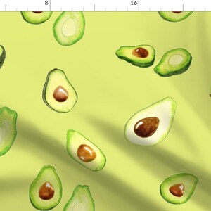 Avocado Fabric - Avocado By Landfish - Avocado Watercolor Green Veggie Avo Guacamole Kitchen Cotton Fabric By The Yard With Spoonflower
