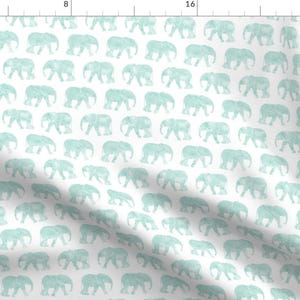 Teal Blue Baby Elephants Fabric - Baby Elephants - Aqua By Littlearrowdesign - Baby Elephants Cotton Fabric By The Yard With Spoonflower