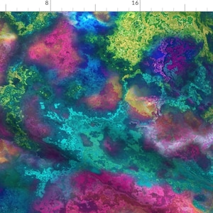 Bright Colorful Tie Dye Fabric - Rainbow Fractal Miasma By Iverillian - Rainbow Abstract Colorful Cotton Fabric By The Yard With Spoonflower
