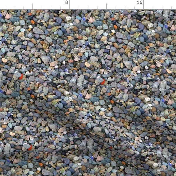 Beach Stones Fabric - Smallest Scale By Koalalady Photo Realistic River Pebble Earth Geology - Cotton Fabric By The Yard With Spoonflower