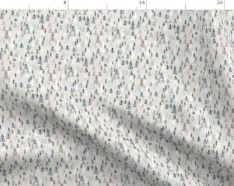 Pine Forest Fabric - Solitude Earth By Nouveau Bohemian - Tiny Scale Woodland Neutral Mask Scale Cotton Fabric By The Yard With Spoonflower