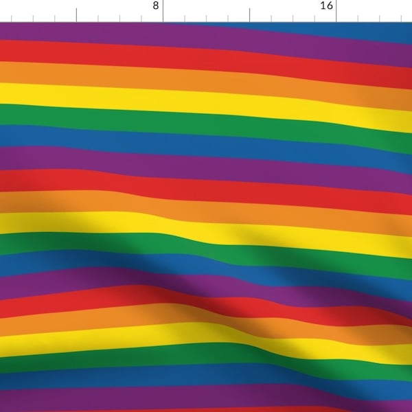 Rainbow Fabric - Rainbow Pride Stripes By Khaus - Rainbow Cotton Fabric By The Yard With Spoonflower