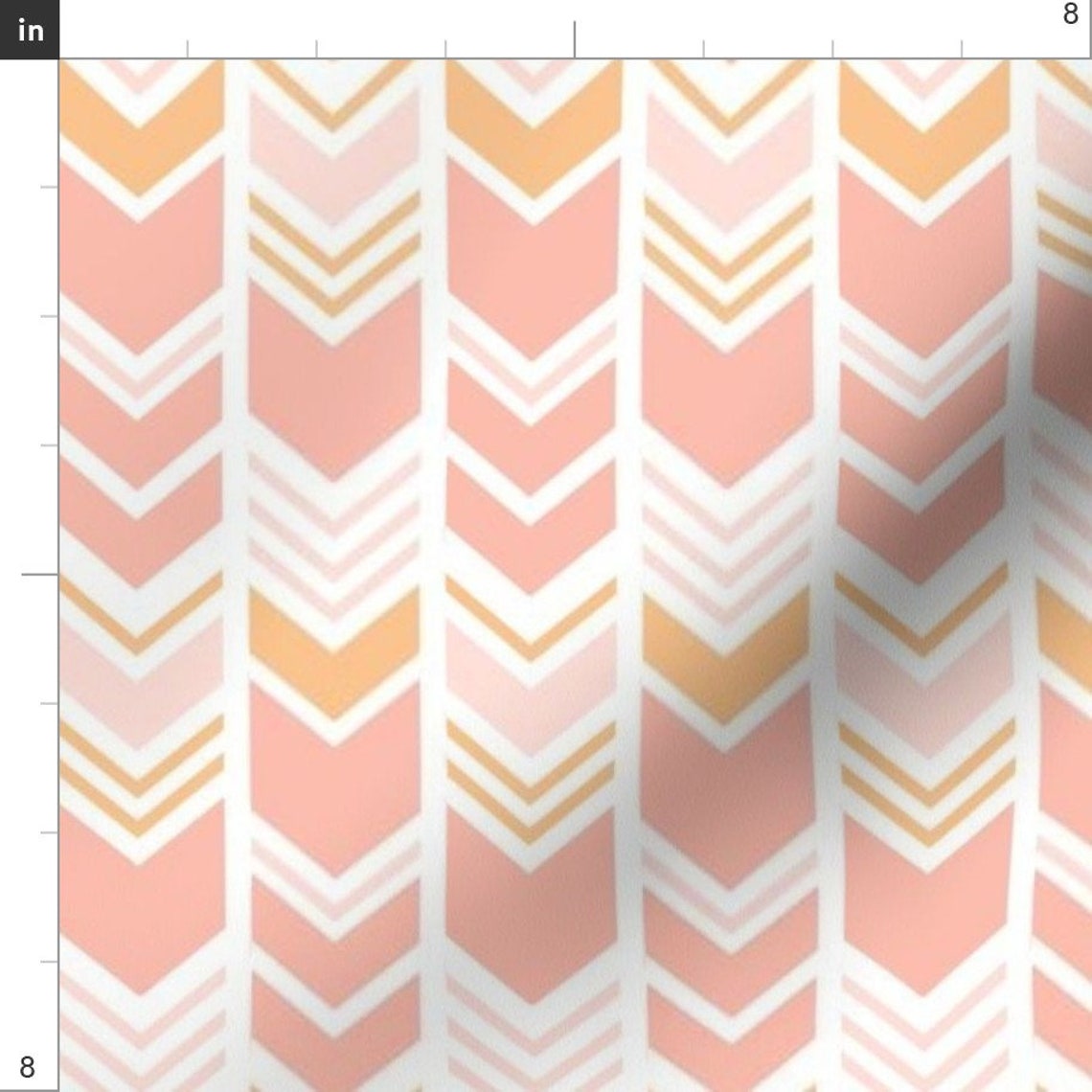 Pink Chevron Fabric Peachy Chevron by Little Arrow Designs Etsy