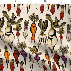 Booty Butt Fabric - Don't Forget Your Roots by cecilia_granata - Sexy Vegetables Whimsical Kitsch Fabric by the Yard by Spoonflower