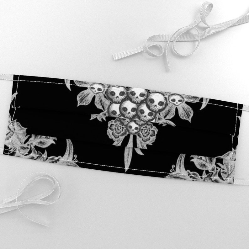 Skull Damask Fabric Skull Flower Damask Negative by Etsy