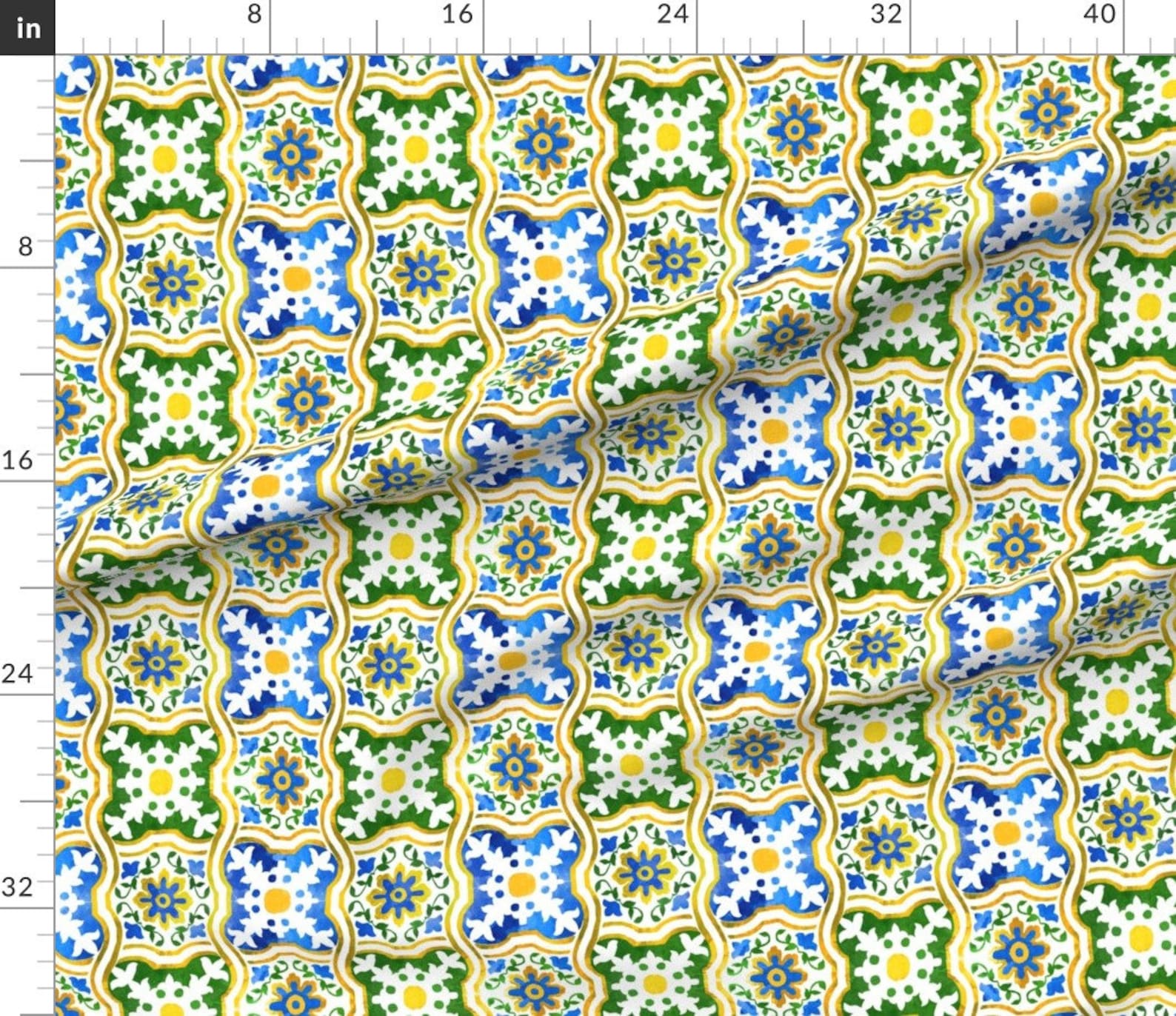 Spanish Tile Fabric Spanishtile3 by Gaiamarfurt Spanish Etsy