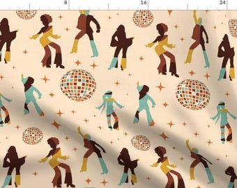 Groovy Fabric - Disco Revival Dancing Pearl by bruxamagica - Dance Disco Ball 1970s Retro Nostalgia Fabric by the Yard by Spoonflower