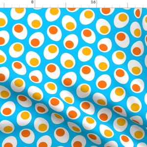 Mod Egg Yolk Fabric - Boiled Eggs By Nekineko - Egg Kitchen Decor Cotton Fabric By The Yard With Spoonflower