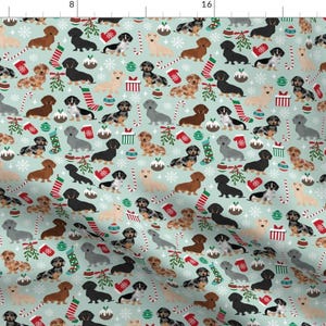 Dachshunds Christmas Fabric - Doxie Christmas Dachshunds Dog Xmas By Petfriendly - Holiday Pups Cotton Fabric by the Yard with Spoonflower